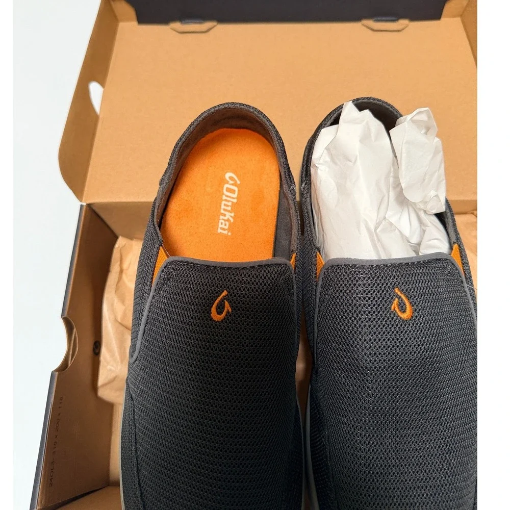 OluKai Nohea Mesh Mens Size 10 Dark Shadow Gray New Slip On Loafers 10188-4242